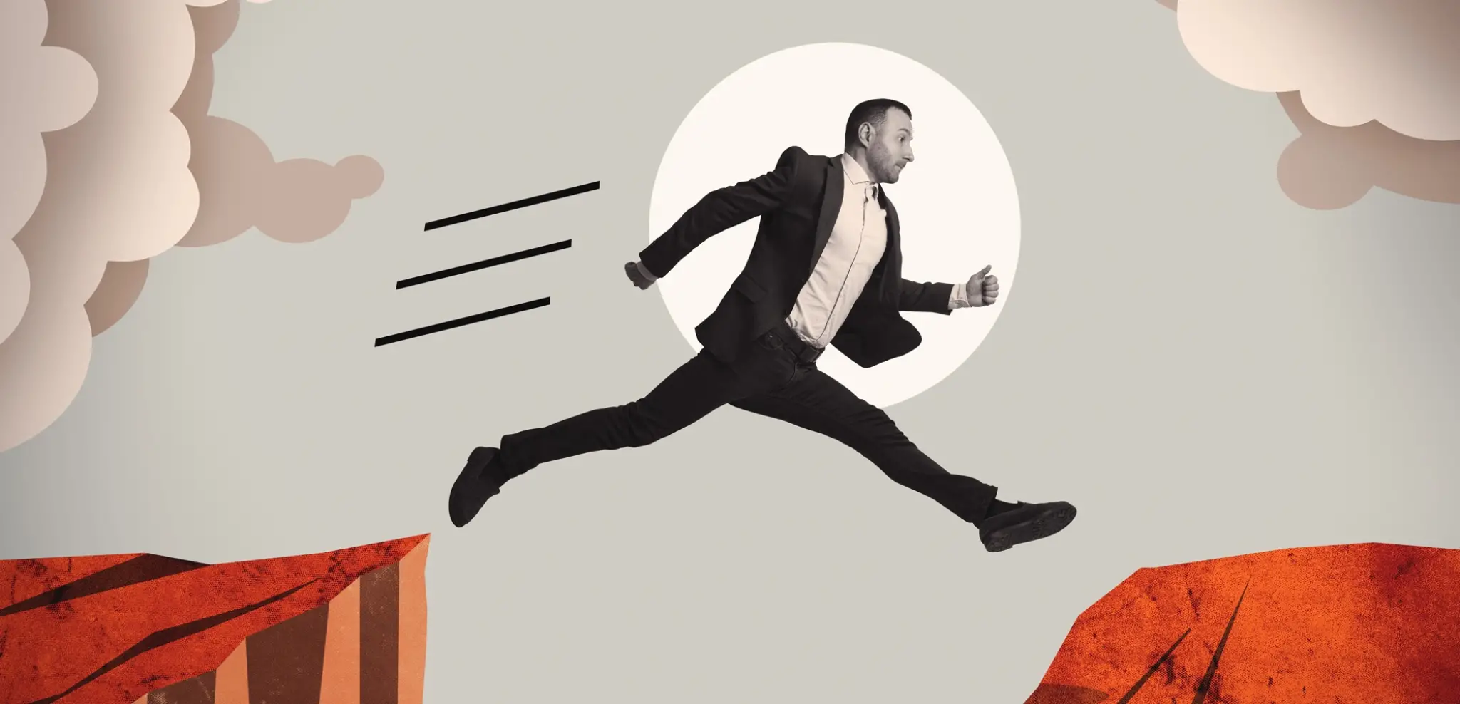 Businessman jumping